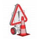 Road works sign and cones trolley